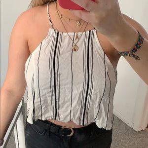 White and black striped top